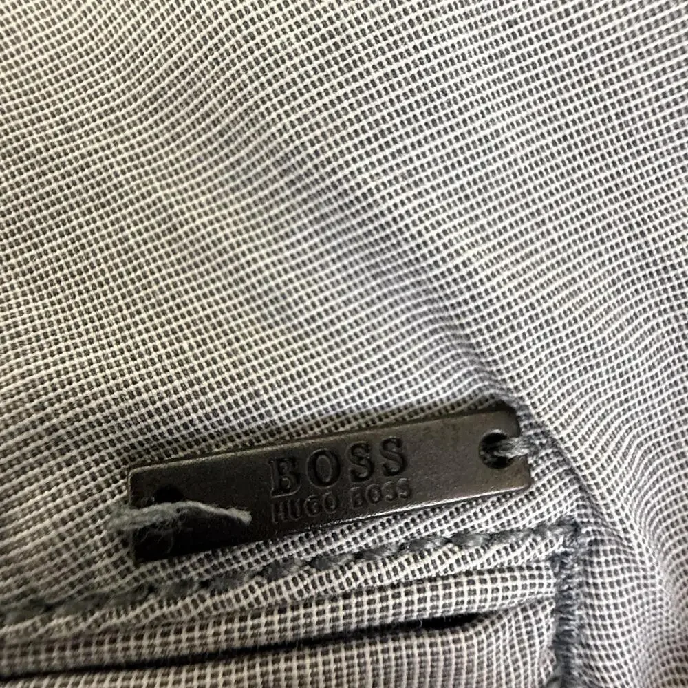 Hugo Boss Pants Mens 38x32 Gray Chambray Stretch Chino Casual Italian Crigan3-W